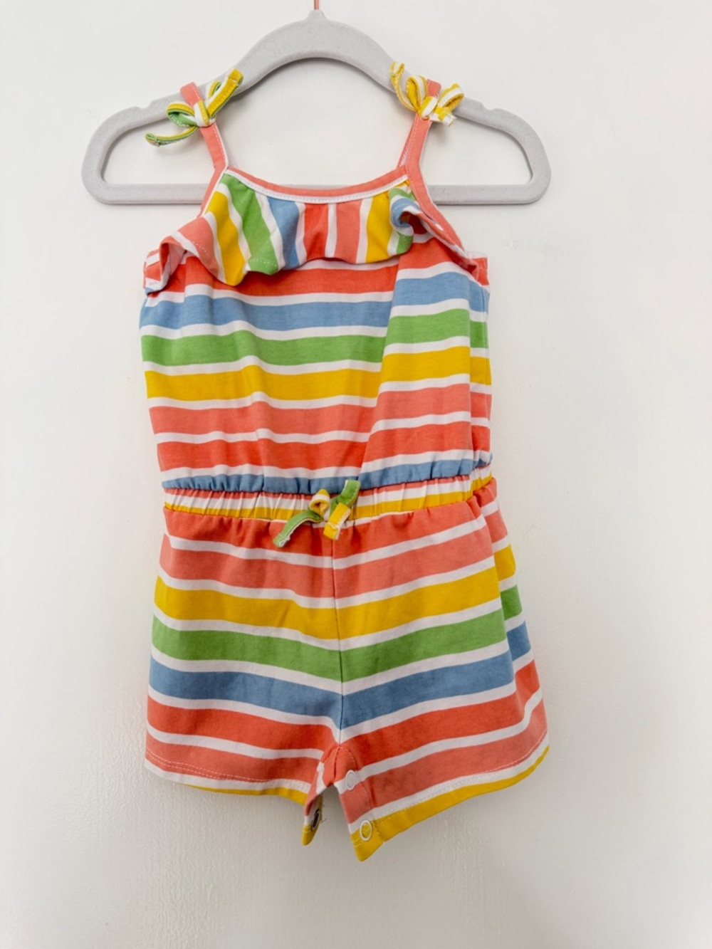 Little Me Colorful Stripe Romper 12M Baby Girl Ruffle Summer Outfit